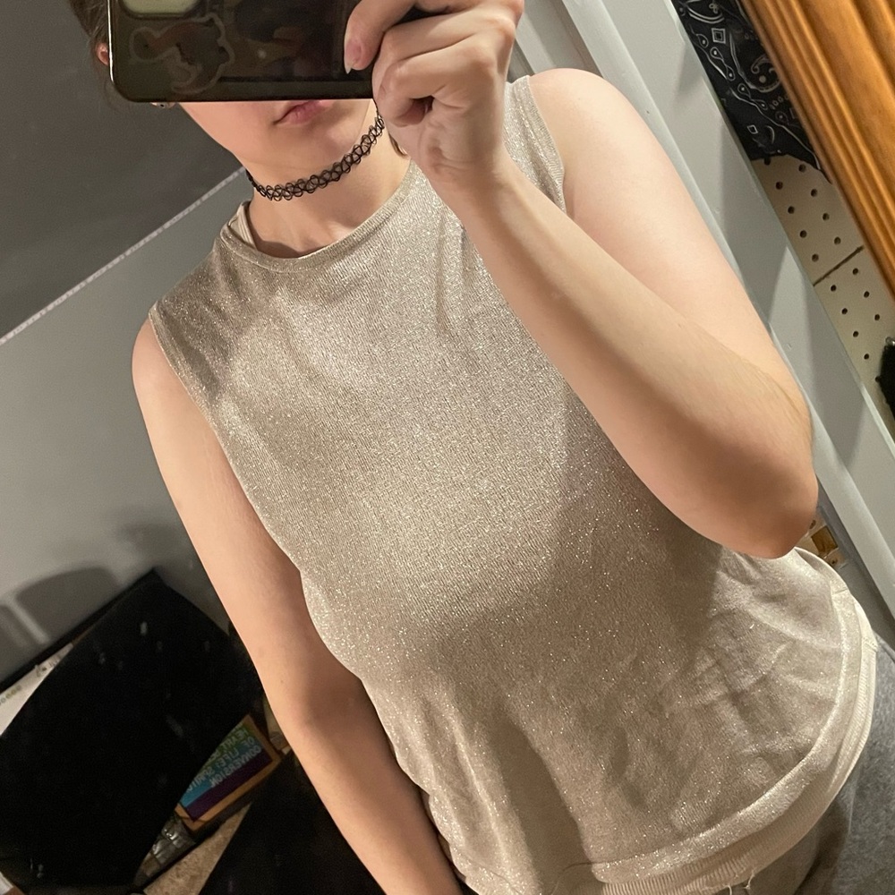 sparkly knitted crew neck tank